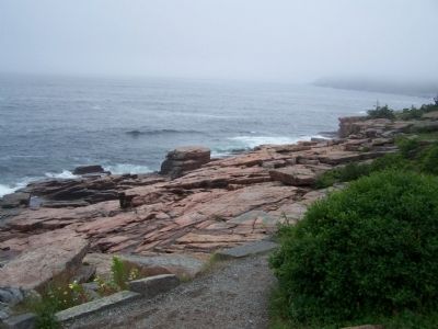 Rugged coast line of Mount Desert Island with fog. image. Click for full size.