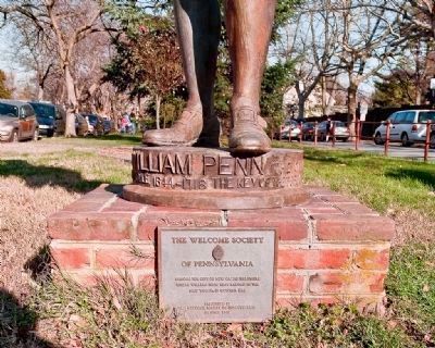 William Penn Statue (detail - additional plaque). Click for full size. William Penn Statue (detail - additional plaque) image. Click for full size.