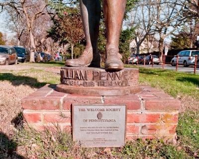 William Penn Statue (detail - additional plaque) image. Click for full size.