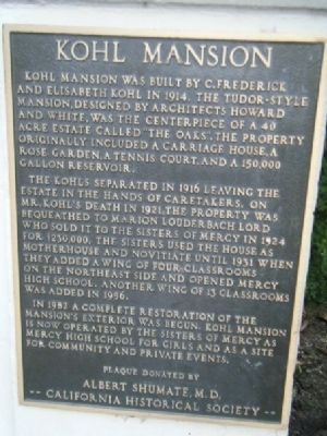 Kohl Mansion Marker. Click for full size. Kohl Mansion Marker image. Click for full size.