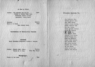 Mercy High School Commencement Program - 1939 image. Click for full size.