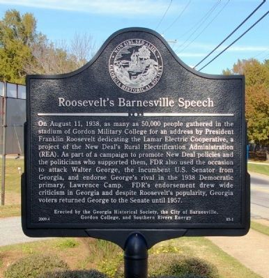 Roosevelts Barnesville Speech Marker image. Click for full size.