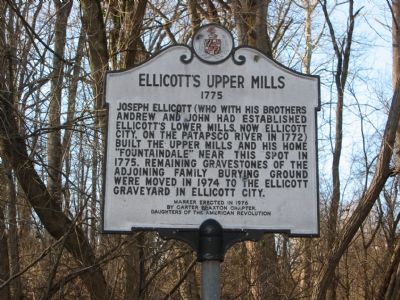 Ellicott's Upper Mills Marker image. Click for full size.