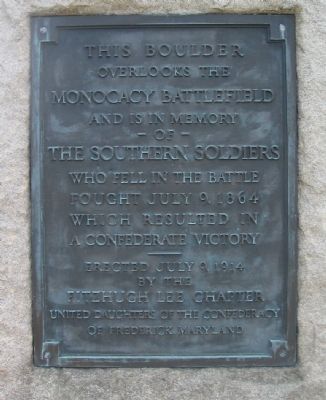This Boulder Overlooks the Monocacy Battlefield Marker. Click for full size. This Boulder Overlooks the Monocacy Battlefield Marker image. Click for full size.