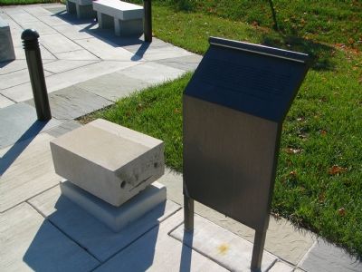 9/11 Liberty Memorial Marker and original limestone block from the collapsed portion of the Pentagon image. Click for full size.