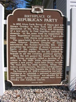 Birthplace of Republican Party Marker. Click for full size. Birthplace of Republican Party Marker image. Click for full size.