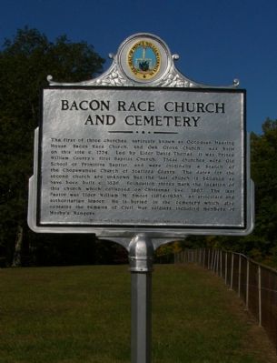 Bacon Race Church and Cemetery Marker image. Click for full size.