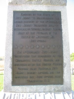 Inscription on the 14th New Jersey Monument image. Click for full size.