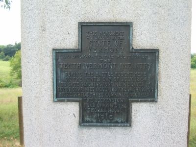 Inscription on the 10th Vermont Monument image. Click for full size.