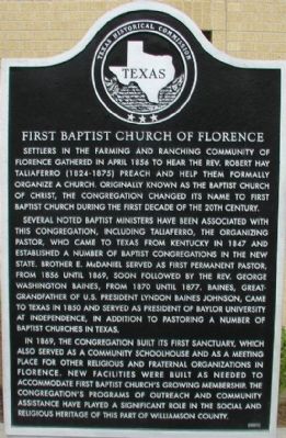First Baptist Church of Florence Marker image. Click for full size.