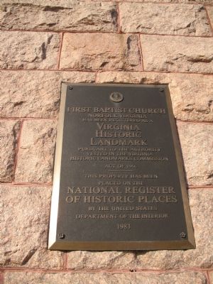 First Baptist Church Marker. Click for full size. First Baptist Church Marker image. Click for full size.