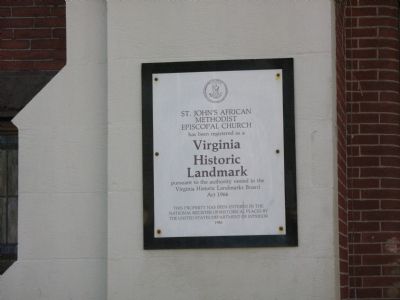 St. John's African Methodist Episcopal Church Marker. Click for full size. St. John's African Methodist Episcopal Church Marker image. Click for full size.