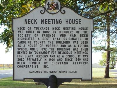Neck Meeting House Marker image. Click for full size.