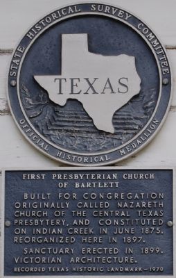 First Presbyterian Church of Bartlett Marker image. Click for full size.