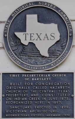 First Presbyterian Church of Bartlett Marker. Click for full size. First Presbyterian Church of Bartlett Marker image. Click for full size.