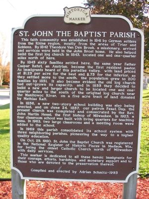 St. John the Baptist Parish Marker (North Side) image. Click for full size.