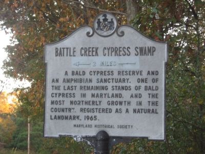 Battle Creek Cypress Swamp Marker. Click for full size. Battle Creek Cypress Swamp Marker image. Click for full size.