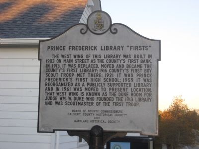Prince Frederick Library "Firsts" Marker image. Click for full size.