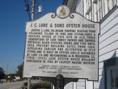 J. C. Lore & Sons Oyster House Marker image. Click for full size.