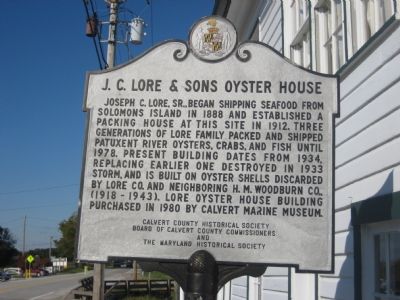 J. C. Lore & Sons Oyster House Marker. Click for full size. J. C. Lore & Sons Oyster House Marker image. Click for full size.