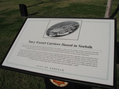 Navy Escort Carriers Based in Norfolk Marker. Click for full size. Navy Escort Carriers Based in Norfolk Marker image. Click for full size.