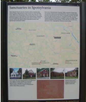 Sanctuaries in Spotsylvania Marker. Click for full size. Sanctuaries in Spotsylvania Marker image. Click for full size.