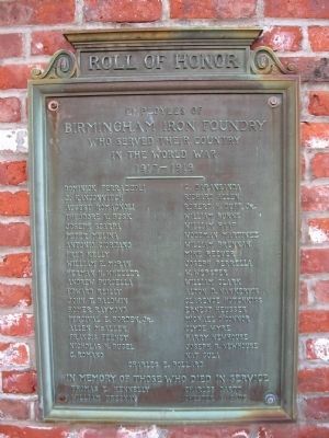 Birmingham Iron Foundry Veterans Memorial World War I Marker image. Click for full size.