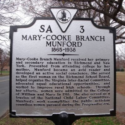 Mary-Cooke Branch Munford Marker image. Click for full size.