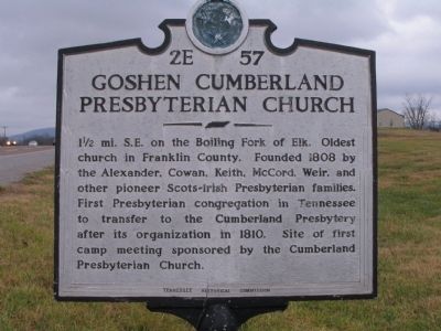 Goshen Cumberland Presbyterian Church Marker. Click for full size. Goshen Cumberland Presbyterian Church Marker image. Click for full size.