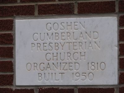 Goshen Cumberland Presbyterian Church Marker image. Click for full size.