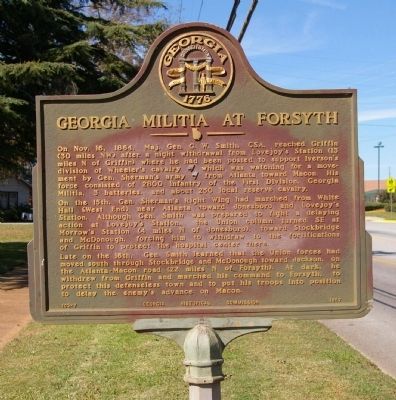 Georgia Militia at Forsyth Marker. Click for full size. Georgia Militia at Forsyth Marker image. Click for full size.