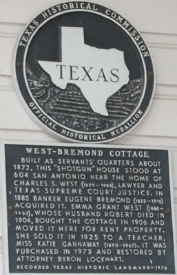 West-Bremond Cottage Marker. Click for full size. West-Bremond Cottage Marker image. Click for full size.