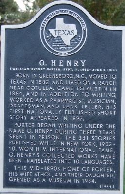 O. Henry Marker. Click for full size. O. Henry Marker image. Click for full size.
