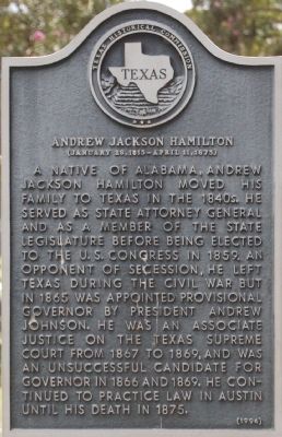 Andrew Jackson Hamilton Marker. Click for full size. Andrew Jackson Hamilton Marker image. Click for full size.