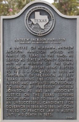 Andrew Jackson Hamilton Marker image. Click for full size.