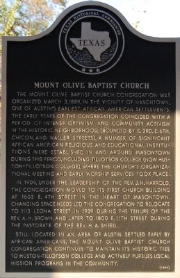 Mount Olive Baptist Church Marker image. Click for full size.