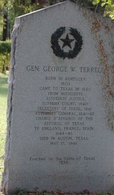 Gen. George W. Terrell Marker. Click for full size. Gen. George W. Terrell Marker image. Click for full size.