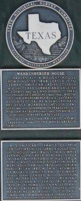 Wahrenberger House Marker. Click for full size. Wahrenberger House Marker image. Click for full size.