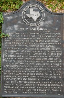 Austin High School Marker. Click for full size. Austin High School Marker image. Click for full size.