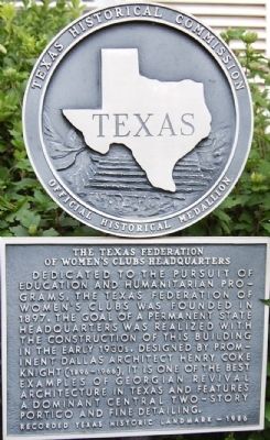 The Texas Federation of Womens Clubs Headquarters Marker image. Click for full size.