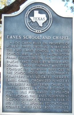 Eanes School and Chapel Marker image. Click for full size.
