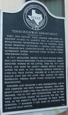 Texas Highway Department (Established April 4, 1917) Marker image. Click for full size.