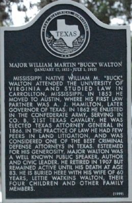 Major William Martin “Buck” Walton Marker image. Click for full size.