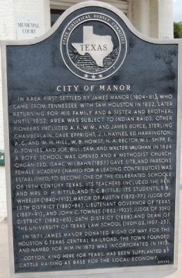 City of Manor Marker image. Click for full size.