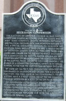 Texas and the Civil War Secession Convention Marker image. Click for full size.