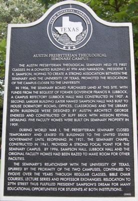 Austin Presbyterian Theological Seminary Campus Marker image. Click for full size.