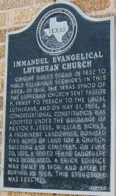 Immanuel Evangelical Lutheran Church Marker image. Click for full size.