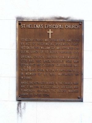 St. Helena's Episcopal Church Marker image. Click for full size.