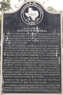 Adjutants General - Texas in the Civil War Marker image. Click for full size.