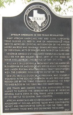 African Americans in the Texas Revolution Marker image. Click for full size.